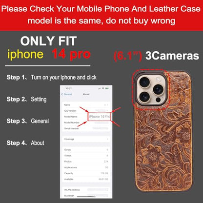 Leather Case Compatible with iPhone14 Pro Wallet 6.1" Dark Brown | Genuine Leather 2-in-1 Magnetic Detachable Shockproof Case,Flip Folio Cover with Card Slot, RFID Blocking Brown - color: Dark Brown, size: 6.1"-14 pro