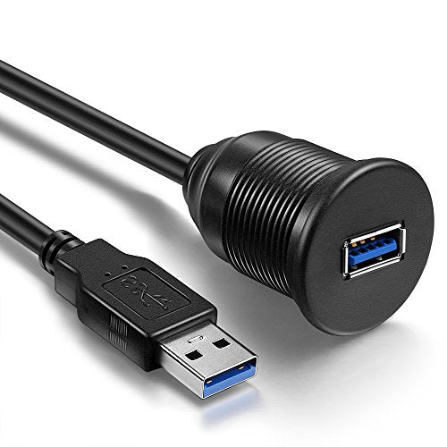 USB 3.0 AUX Flush Mount Car Mount Extension Cable, 3 Feet