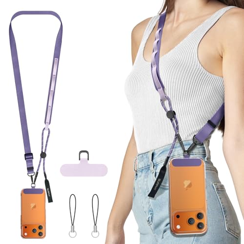 SURPHY Phone Lanyard Crossbody, Phone Strap with Light-Activated Strap - color: Purple