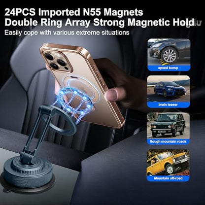 PIEPIE All-Metal Alloy Magnetic Suction Cup Car Phone Mount Holder Dash
