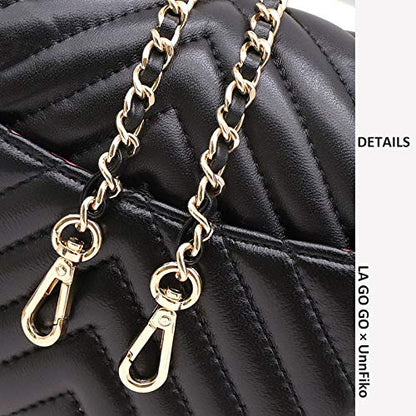 UnnFiko 43" DIY Bag Purse Chain Strap Replacement Crossbody Bag Straps Purse Accessories Straps Handmade Shoulder Bag Charms for Handbag Bags (Black & Gold, Metal Chain) - color: Black & Gold