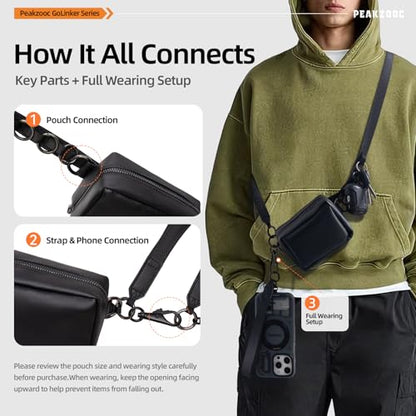 Phone Lanyard with Wallet, Adjustable Crossbody Phone Strap(Black) - color: Black