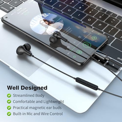 USB C Headphones for iPhone 18 Pro Max 17 16 15/Galaxy S26 FE Wired Earbuds - color: Black