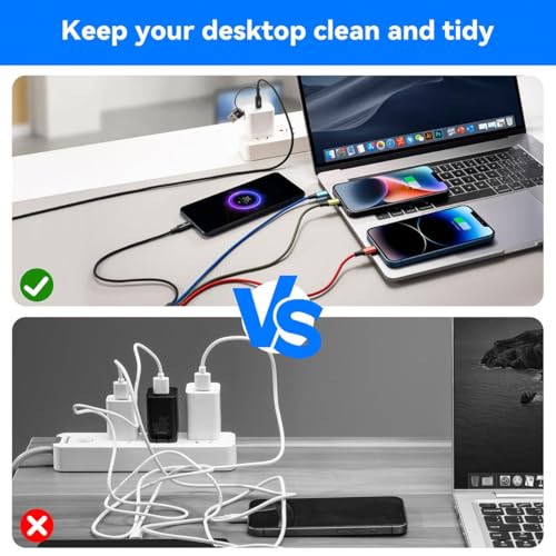 Minlu 6 in 1 Multi Charging Cable, USB A/USB C Charger Cable, 2 Pack 6Ft - size: 6 ft