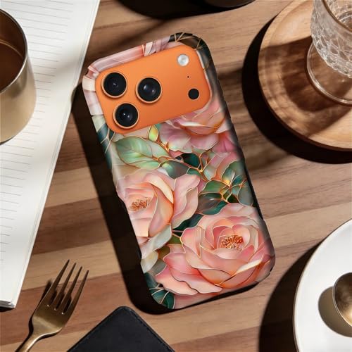 Case for iPhone 17 Pro | Anti-Slip Side Handle| Bold Protective Design | Compatible with MagSafe | Stained Glass Pink Flower | - color: Stained Glass Pink Flower, size: iPhone 17 Pro