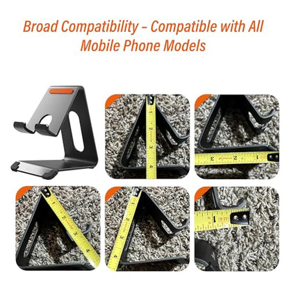 Phone Stand for Desk, Thickened Aluminum Cell Phone Stand & Phone Holder for Desk, Compatible with Tablets, iPhone, iPad, Samsung - Dark Gray - color: dark gray