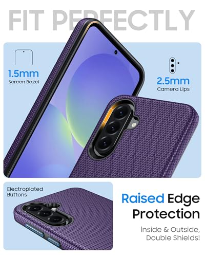 for Galaxy A37 5G Phone Case, Galaxy A36 5G Phone Case, Anti-Slip Textured, 14FT Mili-Grade Drop Protection Tested Samsung A37 5G Case, TPU+PC Dual Layer Shockproof Cover for A56 (Purple) - color: Purple