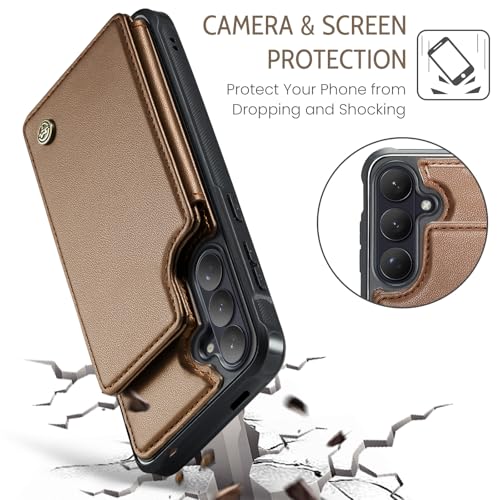 Kowauri for Samsung Galaxy S26 Case, PU Leather Wallet Case for Women Men with RFID Blocking Card Holder Slot Magnetic Closure Shockproof Protective Phone Cover for Samsung Galaxy S26 (Brown) - color: Brown