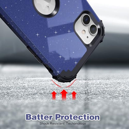 IDweel for iPhone 11 Case with Screen Protector for Men, Luxury Hybrid 3 in 1 Shockproof Slim Fit Heavy Duty Protection Hard PC Cover Soft Silicone Bumper Full Body Case,Glitter Blue Black - color: Glitter Blue Black