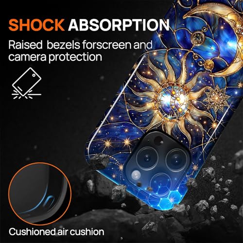 Case Compatible with iPhone 15 Pro, Cute Dual Layer Hybrid Phone Cover, Military Grade Drop Protection, Aesthetic Shockproof Phone Case for Women Girls, Galaxy Sun Moon - color: Galaxy Sun Moon, size: Iphone 15 Pro