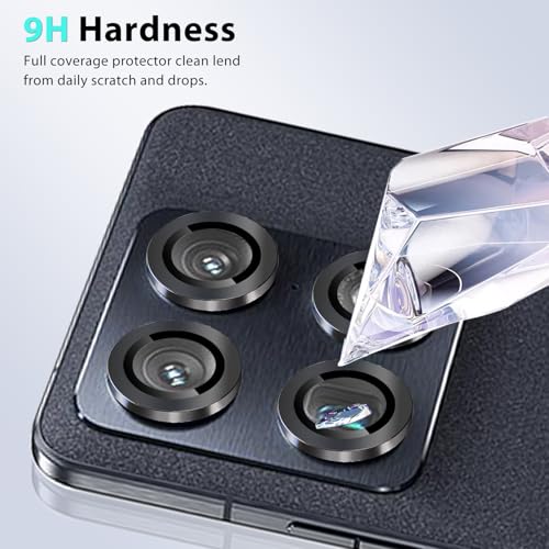 Zeking (2 Set) Camera Lens Protector Compatible with Motorola Signature 5G, Scratch-Resistant HD Clarity Ultra-Thin 9H Tempered Glass with Aluminum Edging, Individual Metal Lens Cover (Black) - color: Black