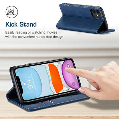 japezop Compatible with iPhone 11 Case,iPhone 11 Case Wallet with[RFID Blocking] Card Holder Kickstand, Leather Flip Wallet Case for iPhone 11 6.1 inch(Blue) - color: Blue, size: iPhone 11 6.1 Inch