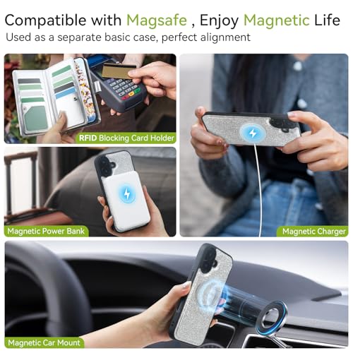 Varikke Wallet Case for iPhone 16 - Compatible with Magsafe, Dark Purple - color: (Compatible with MagSafe) Silver, size: iPhone 16 6.1"