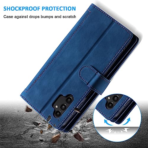 EYZUTAK Wallet Phone Case for Samsung Galaxy A13 5G/4G/A04S, Retro Matte 9 Card Holder Slots Zipper Pocket Case PU Leather Magnetic Closure Kickstand Wrist Strap Shockproof Folio Flip Cover - Blue - color: Blue, size: Samsung Galaxy A13/A04S