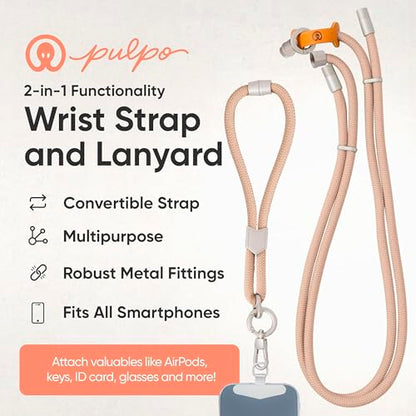 Pulpo 2 in 1 Anti Theft Phone Lanyard and Wrist Strap for iPhone and Android, Adjustable Cell Phone Leash and Universal Tether, Hands Free Strap for Travel Running and Everyday Use, Dusty Pink - color: Dusty Pink
