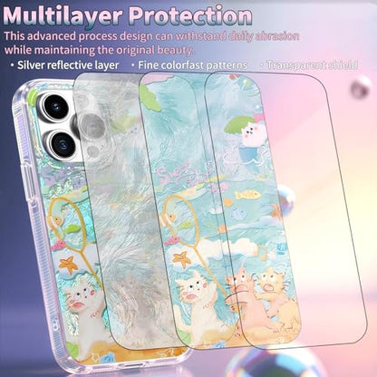 Compatible with iPhone 12&12Pro Case,with [Soft Slim][Camera Protection] Cute Fishing Cats Shiny Aesthetic Phone Cover Anti-Yellowing Shockproof Protective Cover for Women Girl - color: Fishing Cats, size: iPhone 12/12 Pro