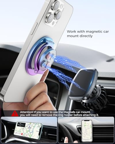SUPERONE Dual-Sided Magnetic Ring Holder, Colorful Gym Phone Grip Kickstand - color: Colorful
