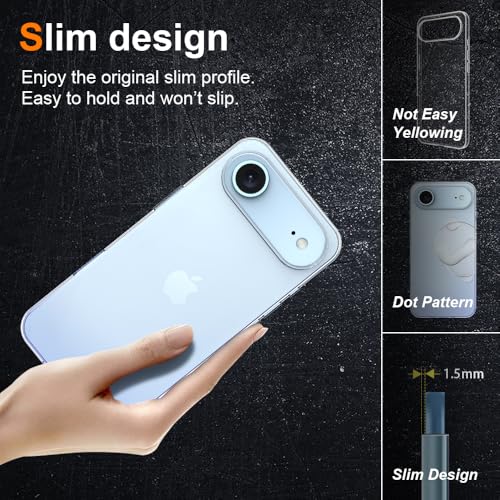 Silicone Clear for iPhone Air Case.Ultra Thin with Comfort Grip | Soft Slim-Fit TPU iPhone Air Phone Cover,Non-Slip,Shockproof Protection,Scrath-Resistant - size: iPhone Air case