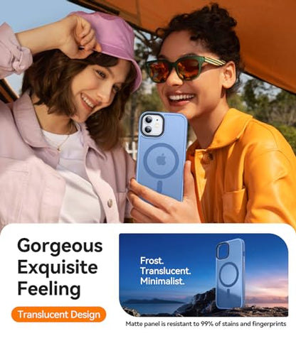 CANSHN Magnetic for iPhone 12 Case/iPhone 12 Pro Case, Sky Blue | Translucent Matte, Compatible with MagSafe, Heavy Duty Protection, Scratch Resistant, Slim Fit, Pocket Friendly - color: Matte Magnetic & Light Blue