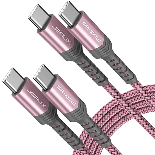 JSAUX 100W USB C to USB C Cable, 2-Pack 6.6FT, 5A Fast Charging, Pink - color: Pink, size: 6.6 ft+6.6 ft