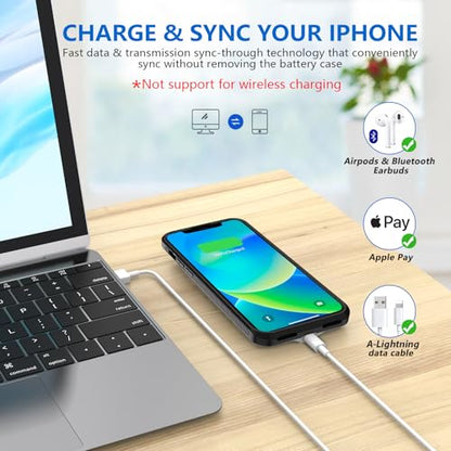 BOPPS for iPhone 13/13 Pro /14/14 Pro Battery Case，7000mAh Stonger Power & 360°Protection ，Slim Battery Charger Case with TPU Anti-Slip Design for iPhone 14/14 Pro Charging Case，Black