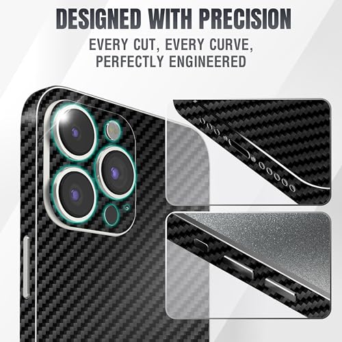 2Pcs Skin Wrap Compatible for iPhone 15 Pro – Slim Decal Vinyl Protective Film for Sides & Back – Sleek Fit, Premium Look – Compatible with All iPhone 15 Pro Cases - Carbon - color: Carbon