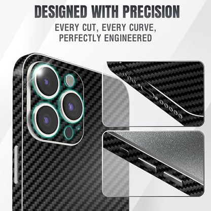 2Pcs Skin Wrap Compatible for iPhone 15 Pro – Slim Decal Vinyl Protective Film for Sides & Back – Sleek Fit, Premium Look – Compatible with All iPhone 15 Pro Cases - Carbon - color: Carbon