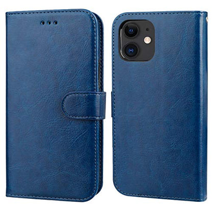 Bocasal Detachable Wallet Case Card Holder for iPhone 11, Blue | Kickstand Card Slots Holder PU Leather Magnetic Shockproof Wrist Strap Removable Flip Protective Cover 6.1 inch - color: Blue