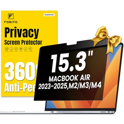 F FORITO 360° Privacy Screen Protector Compatible with MacBook Air 15.3 inch (2023-2025, M2, M3, M4), Anti Peeping and Anti Glare Laptop Privacy Screen Shield - size: for MacBook Air 15.3 Inch (2023-2025,M4,M3,M2)