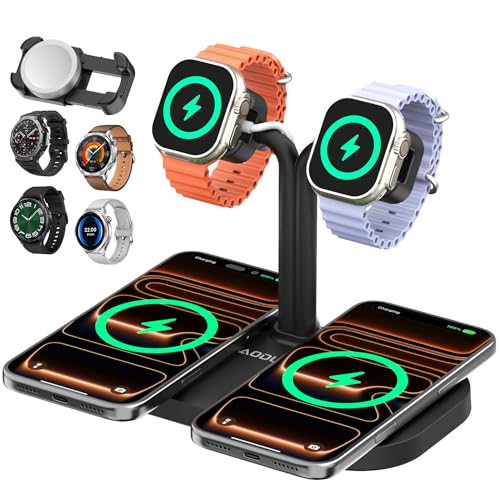 4 in1 Dual Wireless Charging Dock and Dual Watch Stand - color: A422SW-Black