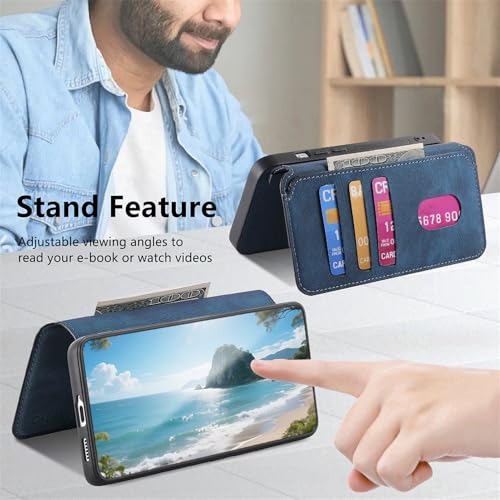 2 in 1 Detachable Wallet Case for Google Pixel 10a CMG Blue | PU Leather Magnetic Flip Folio Case with RFID Blocking Card Holder, Credit Card Slots Kickstand, Shockproof Protective Cover - color: Blue, size: Google Pixel 10a