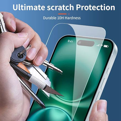 SAMKE 3Pcs Screen Protector for iPhone 15/15Pro and iPhone16 Tempered Glass - size: iPhone 16 and iPhone 15/15Pro