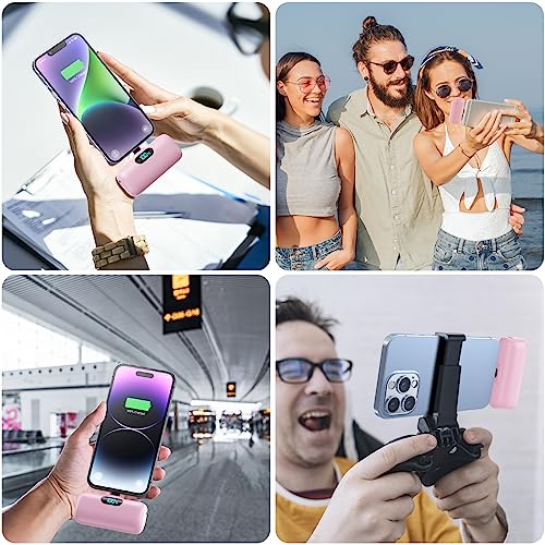 [2 Pack] Small Portable Charger for iPhone,Upgraded 5000mAh PD Fast Charging Power Bank, LCD Display Cute Mini Battery Pack Compatible with iPhone 14/14 Pro Max/13/13 Pro/12 Pro/11/XR/X/8,Blue+Pink - color: Pink+Blue