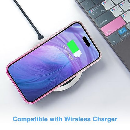 JJGoo Compatible with iPhone 15 Case Clear, Soft Clear TPU Phone Cases, Shockproof Transparent Bumper Cover Slim Thin Phone Case, Gradient Pink - color: Gradient Pink