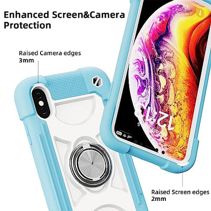 MARKILL Compatible with iPhone Xs Max Case 6.5 Inch with Ring Stand, Heavy-Duty Military Grade Shockproof Phone Cover with for iPhone Xs Max. - color: Ice Blue, size: iPhone XS Max 6.5"