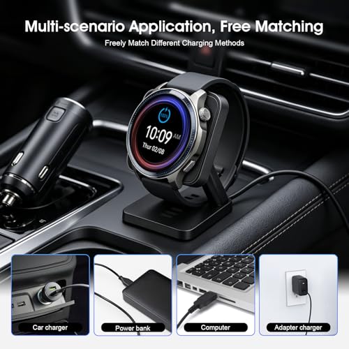 REEYEAR Desktop Magnetic Charging Stand fits for Amazfit Balance 2 Smart Watch, Charger Dock Adapter Replacement with 3.3FT USB A Cable, Non-Slip Base, for Balance 2 Only