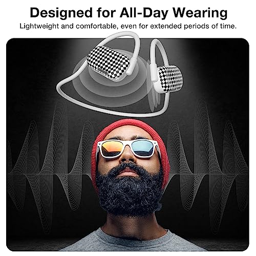 Purity Air Open Ear Headphones - True Air Conduction Wireless Bluetooth Open Ear Earbuds with Dual Mic for iPhone/Android - Secured Long Wearing Comfort, Sports Sweat Resistant (BWHS152) - color: Black and White Hypnotic