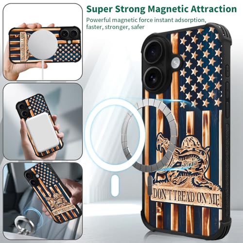 case for iPhone 17,Compatible with Magsafe,All-Round Protection Shockproof Anti-Scratches TPU Case Cover-Dont Tread On Me Wood Grain American Flag - color: Dont tread on me Wood grain American flag, size: IPhone 17
