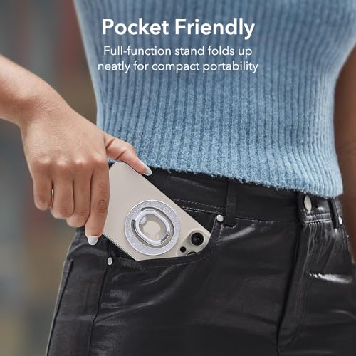 ESR Magnetic Phone Ring Holder, Compatible with MagSafe Ring Holder, Magnetic Phone Grip with Adjustable Stand, Compatible with MagSafe Phone Grip, for iPhone 16/15/14/13/12, S25, Rhinestone Silver - color: Rhinestone Silver