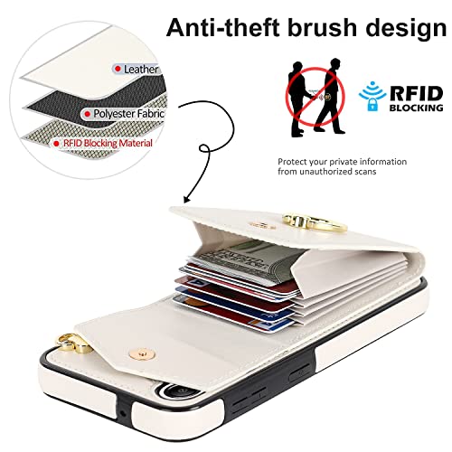 Asuwish Wallet Case for Samsung Galaxy A16 5G/4G Women Men Off White | with Tempered Glass Screen Protector, Ring Holder, RFID Blocking, Card Holder, Wrist Strap, PU Leather, Cover for A 16 - color: Off White