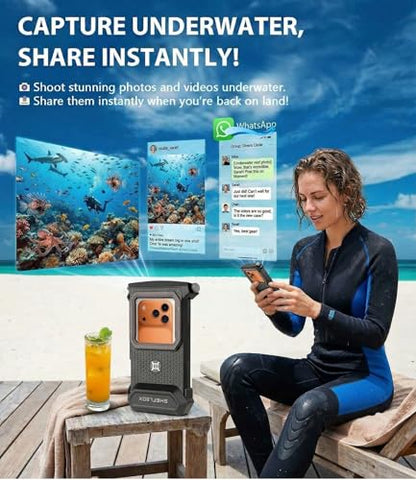 Gen 5th Diving Phone Case for iPhone 17 16 15 14 13 12 11 Pro Max Galaxy S25 S24 S23 Ultra, [98ft/30m] Waterproof Shellbox Underwater Camera Housing, Professional for Scuba Snorkeling (Gray) - color: 5th Gray