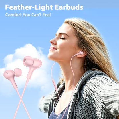 iMangoo for Apple MFi-Certified Lightning Wired Earbuds Headphones with Mic - color: Pink