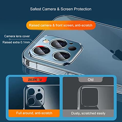 ZEZHOU Design for iPhone 12 Pro Max Clear Case, No Yellow, Electroplated Edge, Upgraded Shockproof Inner Silicone Bumper Cover, Slim Thin Phone Case for iPhone 12 Pro Max 6.7", Black - color: Soft Clear - Black, Slim Yet Protective