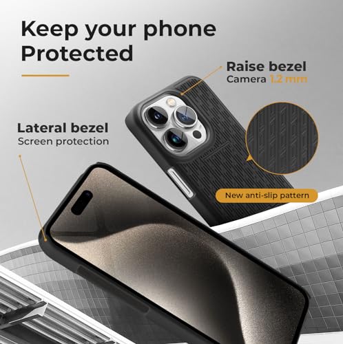 MOTIVE for iPhone 15 Pro Max Case with Belt Clip, Rigid, Kickstand | 6.7" | Ranger v1 Series, Black, 360° holster, open-top/open-bottom port access, textured grip, slim - size: iPhone 15 Pro Max