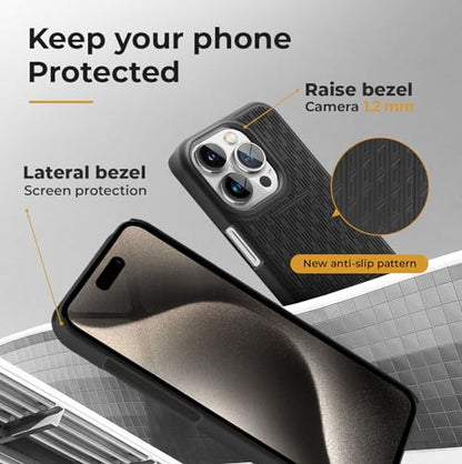 MOTIVE for iPhone 15 Pro Max Case with Belt Clip, Rigid, Kickstand | 6.7" | Ranger v1 Series, Black, 360° holster, open-top/open-bottom port access, textured grip, slim - size: iPhone 15 Pro Max