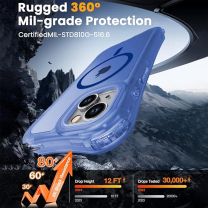 WRJ Magnetic Matte for iPhone 13 Case,iPhone 14 Case,[Compatible with MagSafe][Military Grade Drop Protection] Translucent Anti-Fingerprint Full Body Shockproof Phone Case-Blue - color: Blue, style: Matte