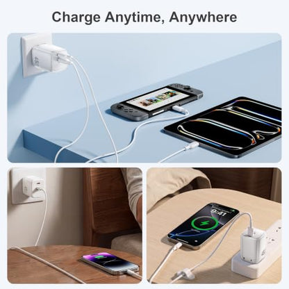 USB C Charger 45W GaN Fast Charging Portable Block for iPhone, 2 Pack - color: White