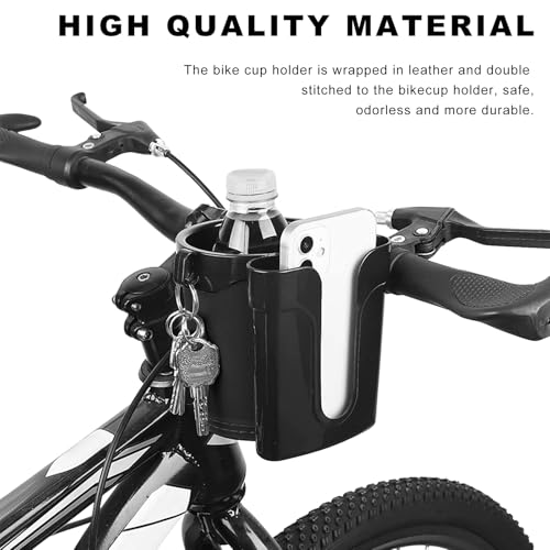 Bike Cup Holder, Bicycle Handlebar Water Bottle Holders with Cell Phone Keys Holder, Universal Drink Bottle Cage for Bike Motorcycle Scooter Stroller Walker Wheelchair (Black) - color: Black