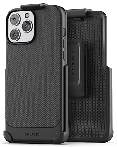 Encased Thin Armor Designed for iPhone 14 PRO Belt Clip Case, Slim Fit Phone Case with Holster (Matte Black) - size: iPhone 14 Pro
