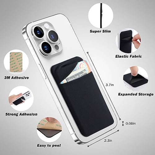 Fulgamo Phone Wallet Stick on,Card Holder for Phone Case,Phone Card Holder - color: 2Black,1Navy Blue